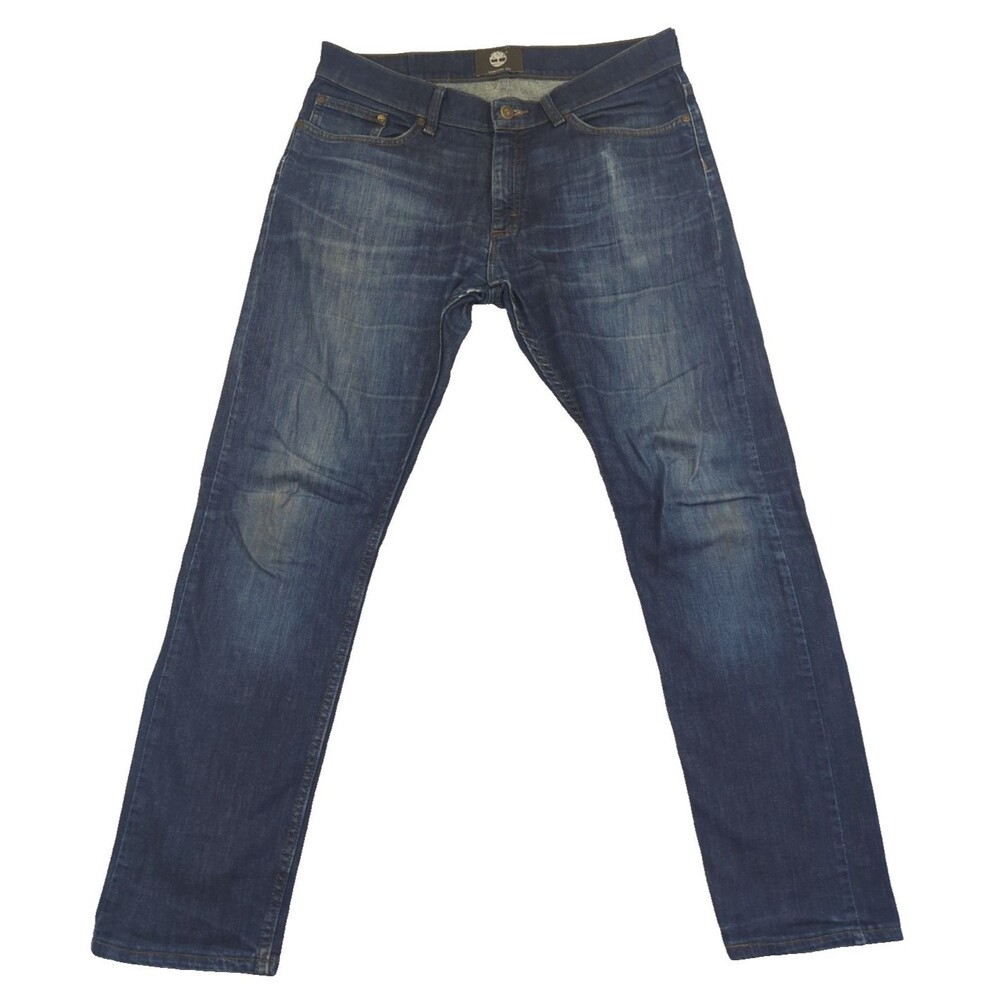 Timberland Men's Blue Denim Jeans 36x31 Straight Regular Fit Dark Wash BJ004
